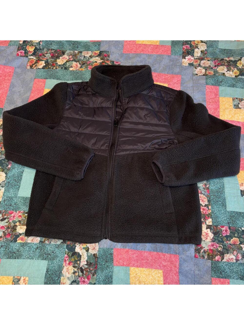 Zyia Active Woman’s Medium Black Fleece and Quilted Jacket with Full Zip Workout
